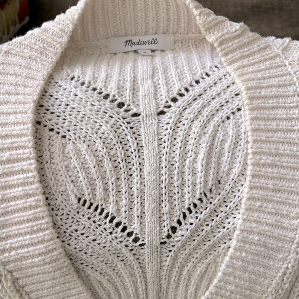 creme colored oversized Madewell cardigan